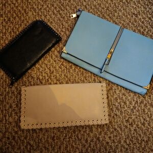 Stylish Clutch and Wallet Set in Black, Blue, and Pink